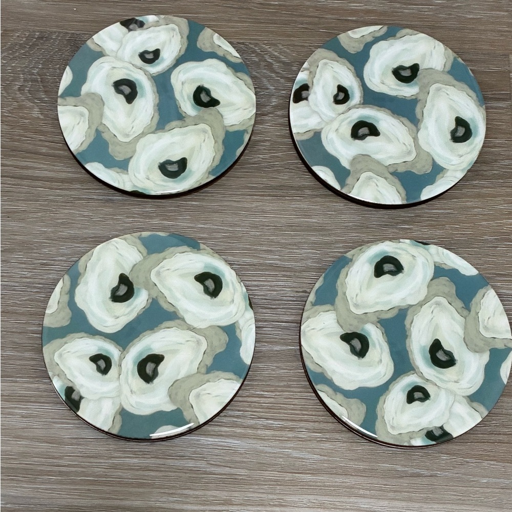 Set of 4 Blue Oyster Coaster Set - Picture 3 of 4